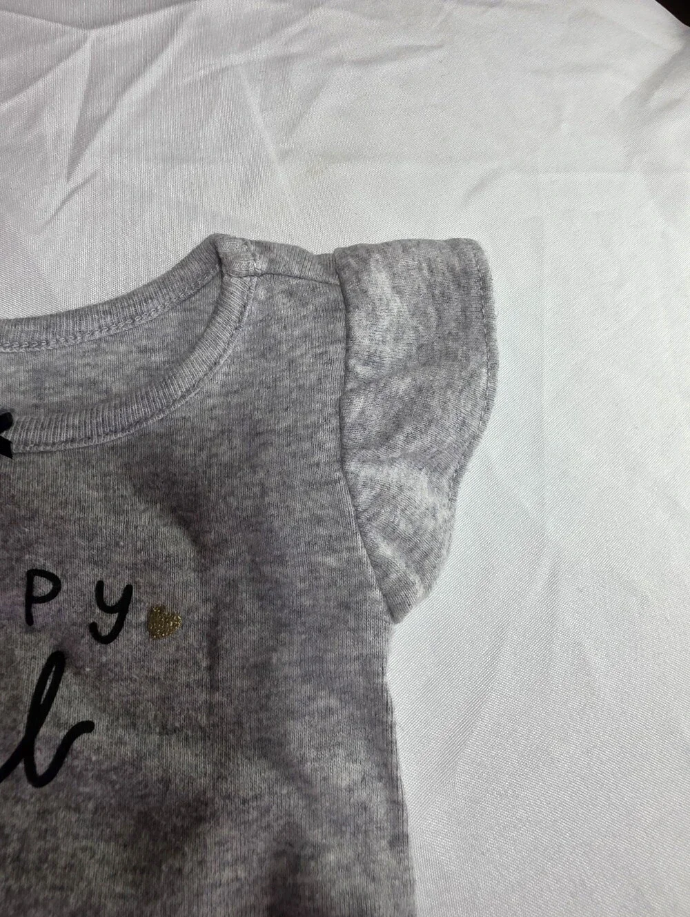 Happy Girl Carters Gray Onesie with Cherry Red Penguin Pants 6 Months EUC